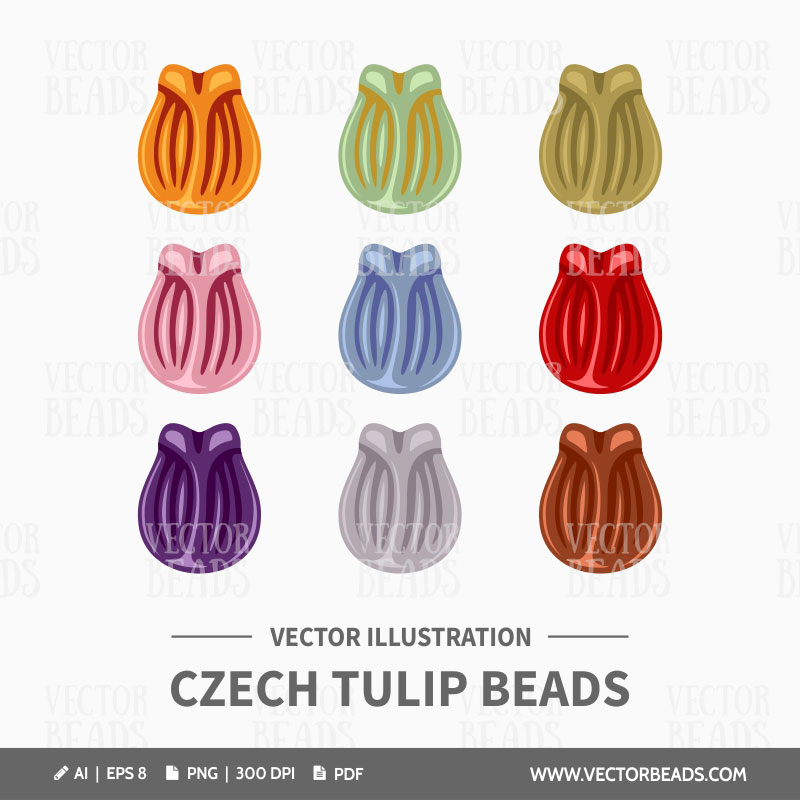 Czech tulip beads vector clip-art Czech tulip beads