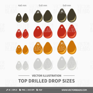 Top drilled drops size vector illustration