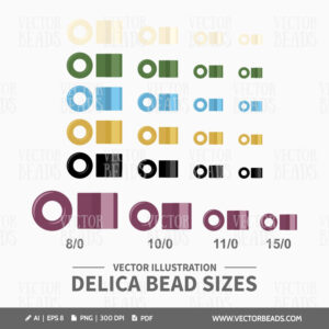 Miyuki delica seed bead sizes clipart set