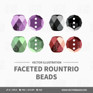 Fire polished Rountrio 3-hole beads vector art