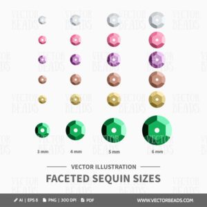 Faceted sequins size illustration