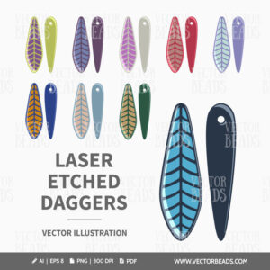 Laser etched dagger beads