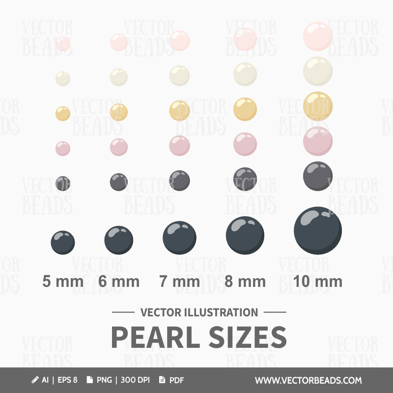 Pearl size chart Pearls vector clipart