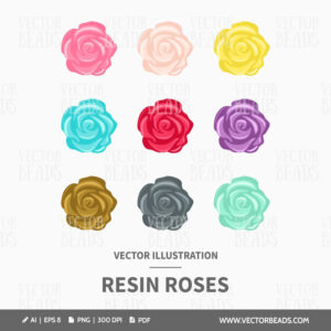 Resin roses cabochons vector art