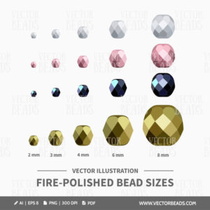 Fire polished bead sizes illustration