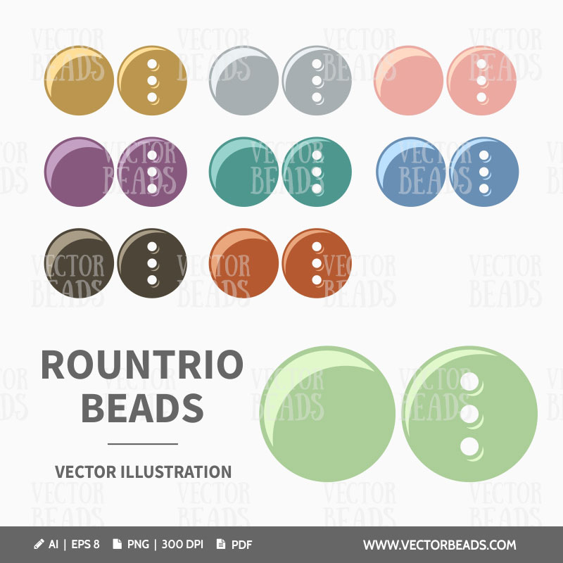 Rountrio beads 3-hole Rountrio vector beads