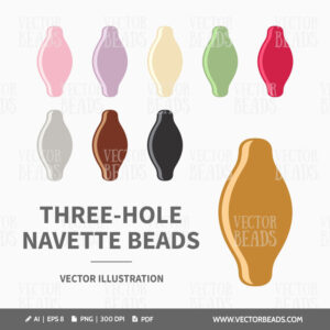 Vector Clipart Set of Three-Hole Navette Beads