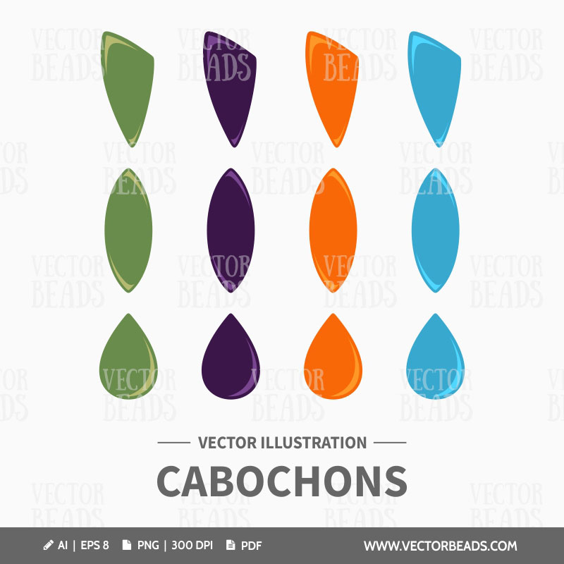 Gemstone cabochons Gemstone cabochons clipart set