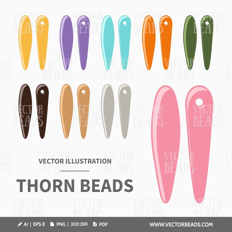 Czech thorn beads 5x16 mm Thorn beads vector art