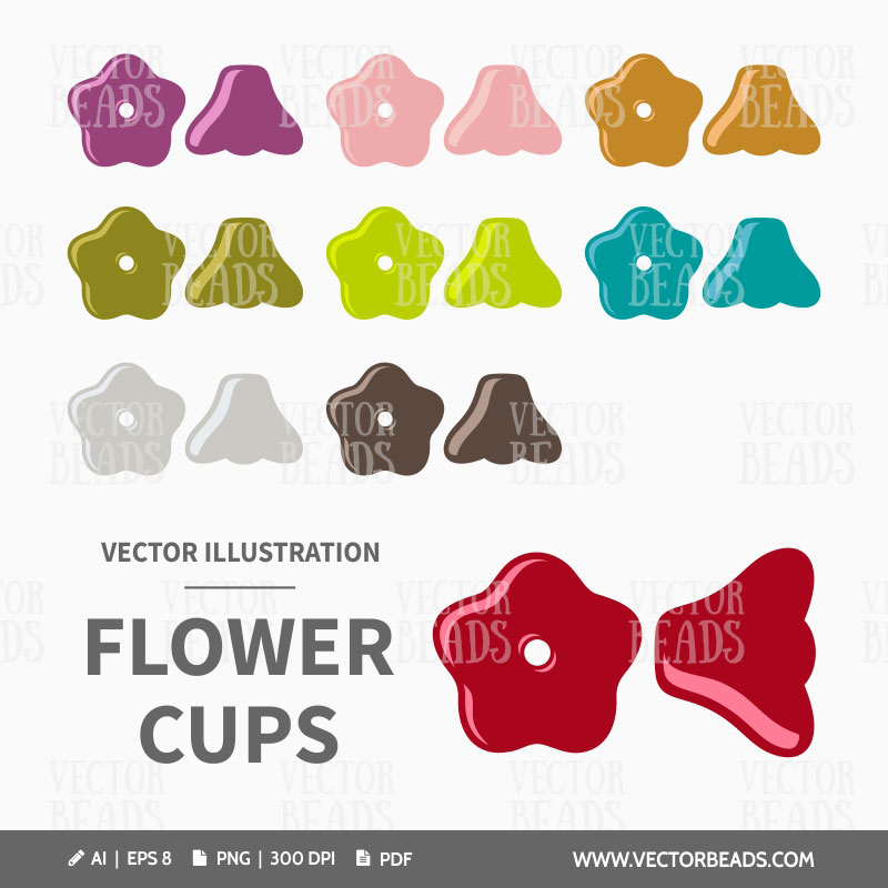Flower cup beads Flower cup vector beads