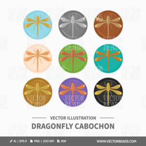 Dragonfly jewelry buttons digital clipart set