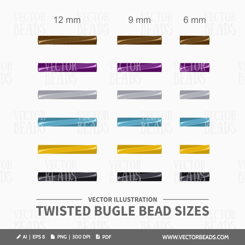 Twisted bugle beads size Twisted Bugle Beads Size Clipart Set