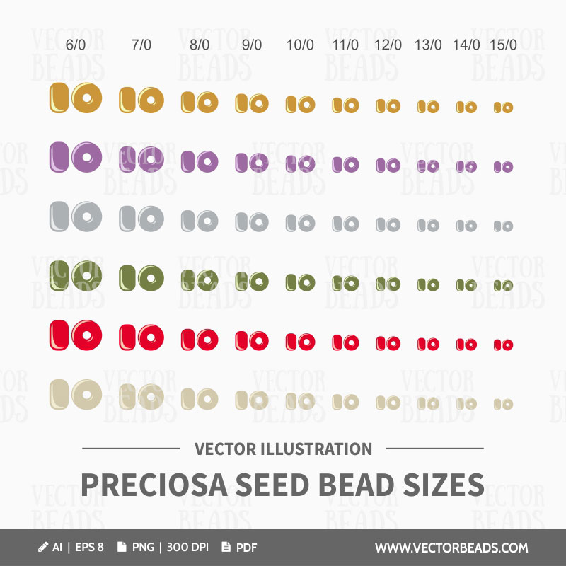 Preciosa seed bead sizes Preciosa seed bead sizes vector cliparts