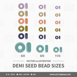Vector artwork of Toho demi round seed bead sizes