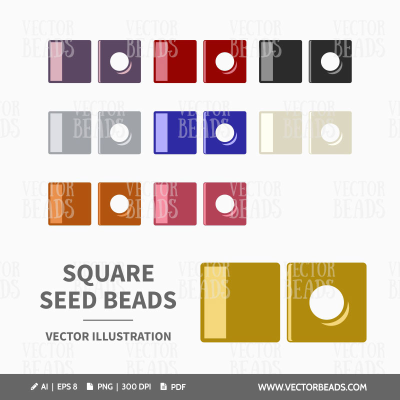 Miyuki square seed beads Vector artwork of Miyuki square seed beads with round hole