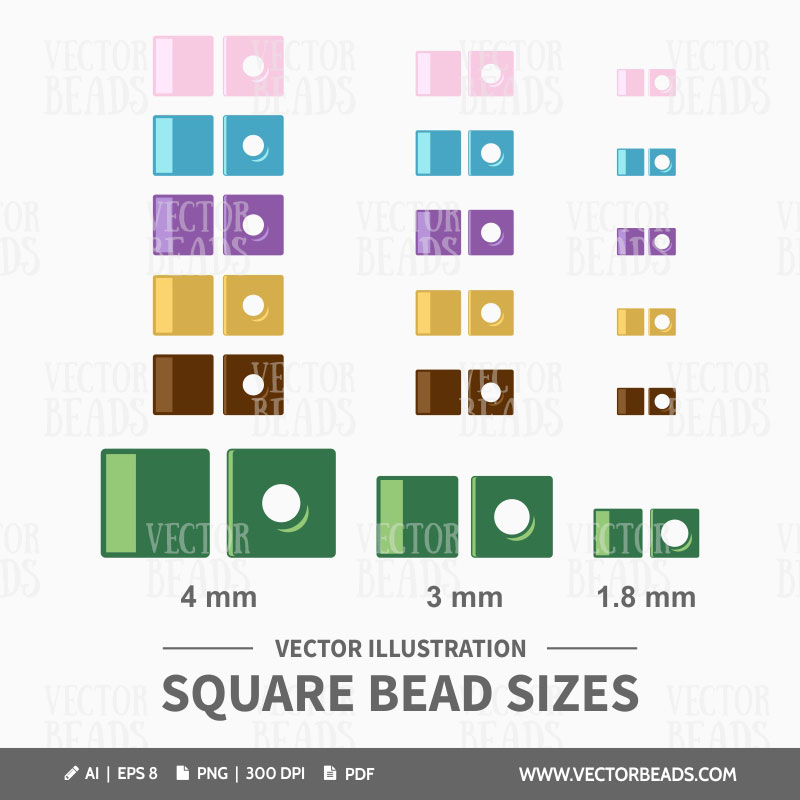 Miyuki square cut seed beads size Vector artwork of Miyuki square seed beads size