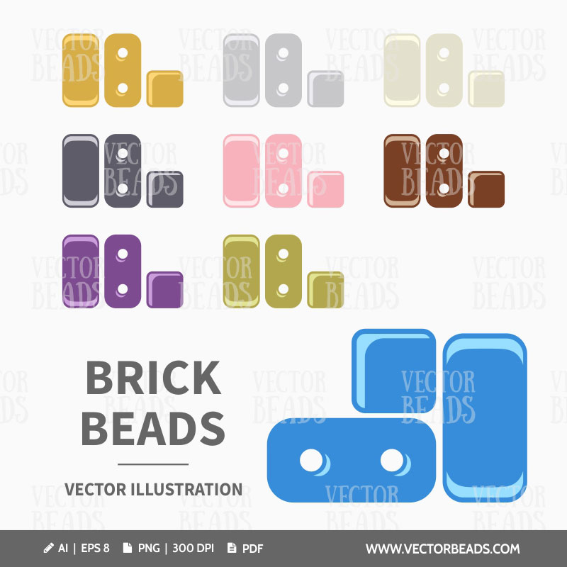 Two-hole brick beads